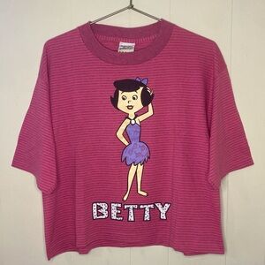 92’ vintage Betty Rubble pink striped tee
